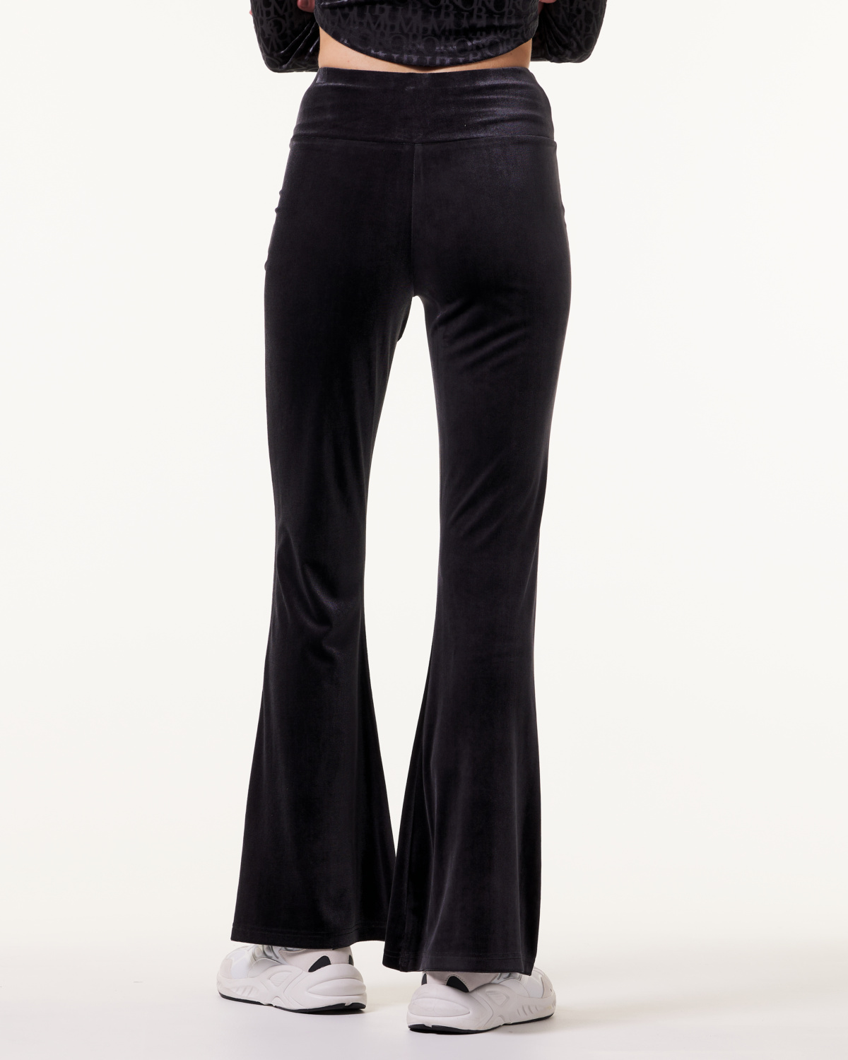 Bumpro Monogram Velour Flare Pants Black