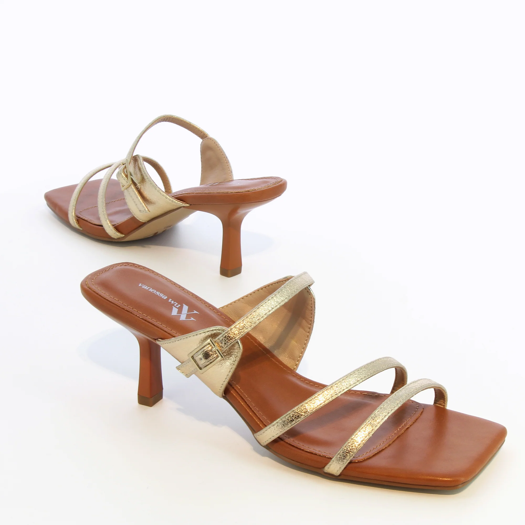 Sandales à talon, Compensées-Mules kitten heel Axelle or