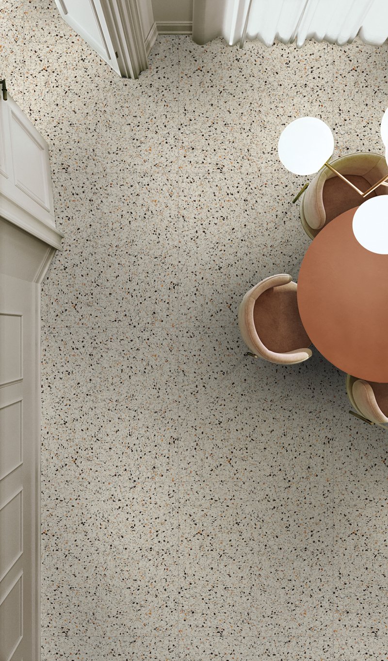 Jabo Medley Cream terrazzo vloertegel 60x60cm gerectificeerd