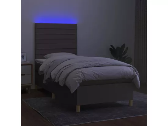 Sommier tapissier avec matelas et LED Taupe 90x190 cm Tissu