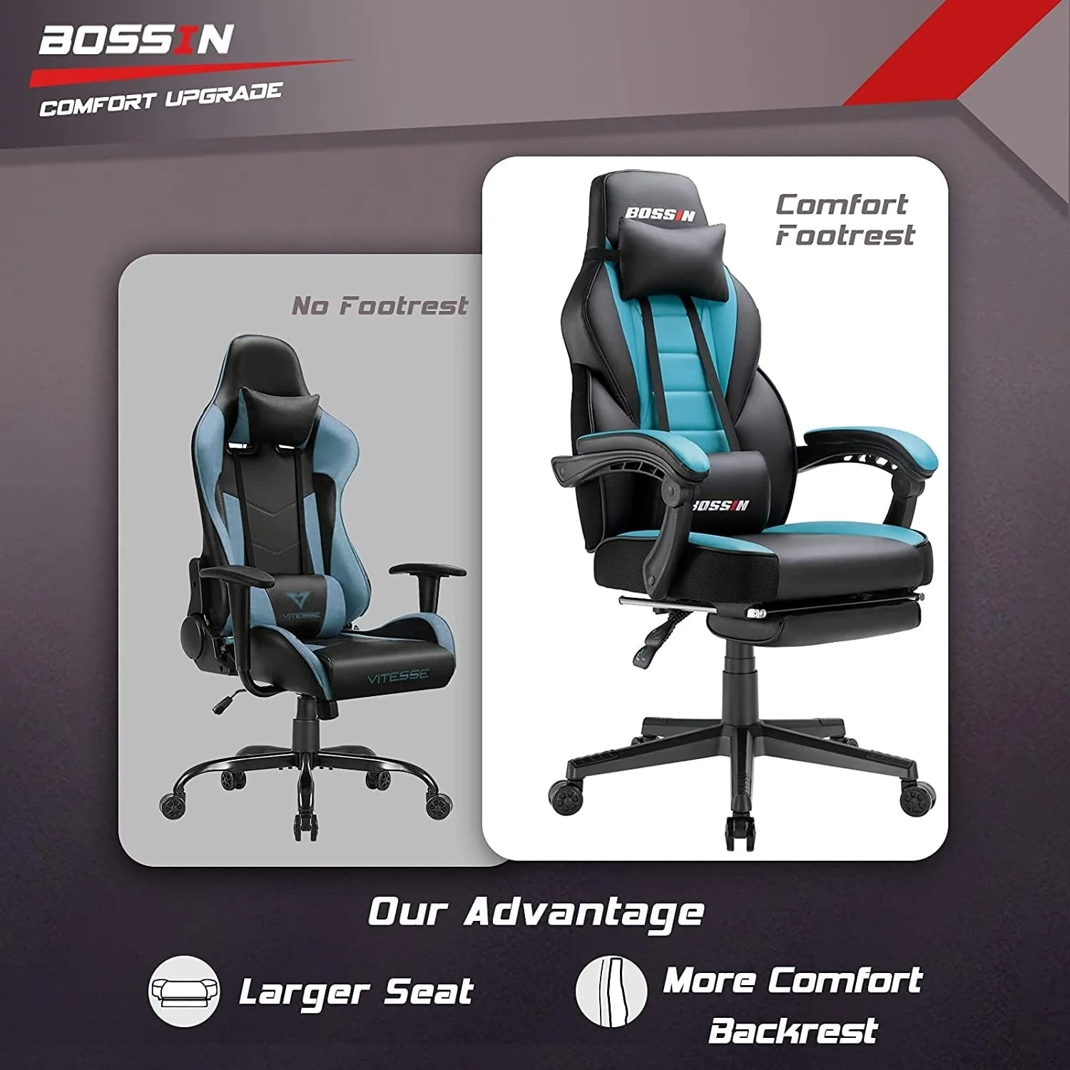 BOSSIN Racing Style Gaming Chair,300 lbs Big and Tall gamer chair High Back Computer Chair