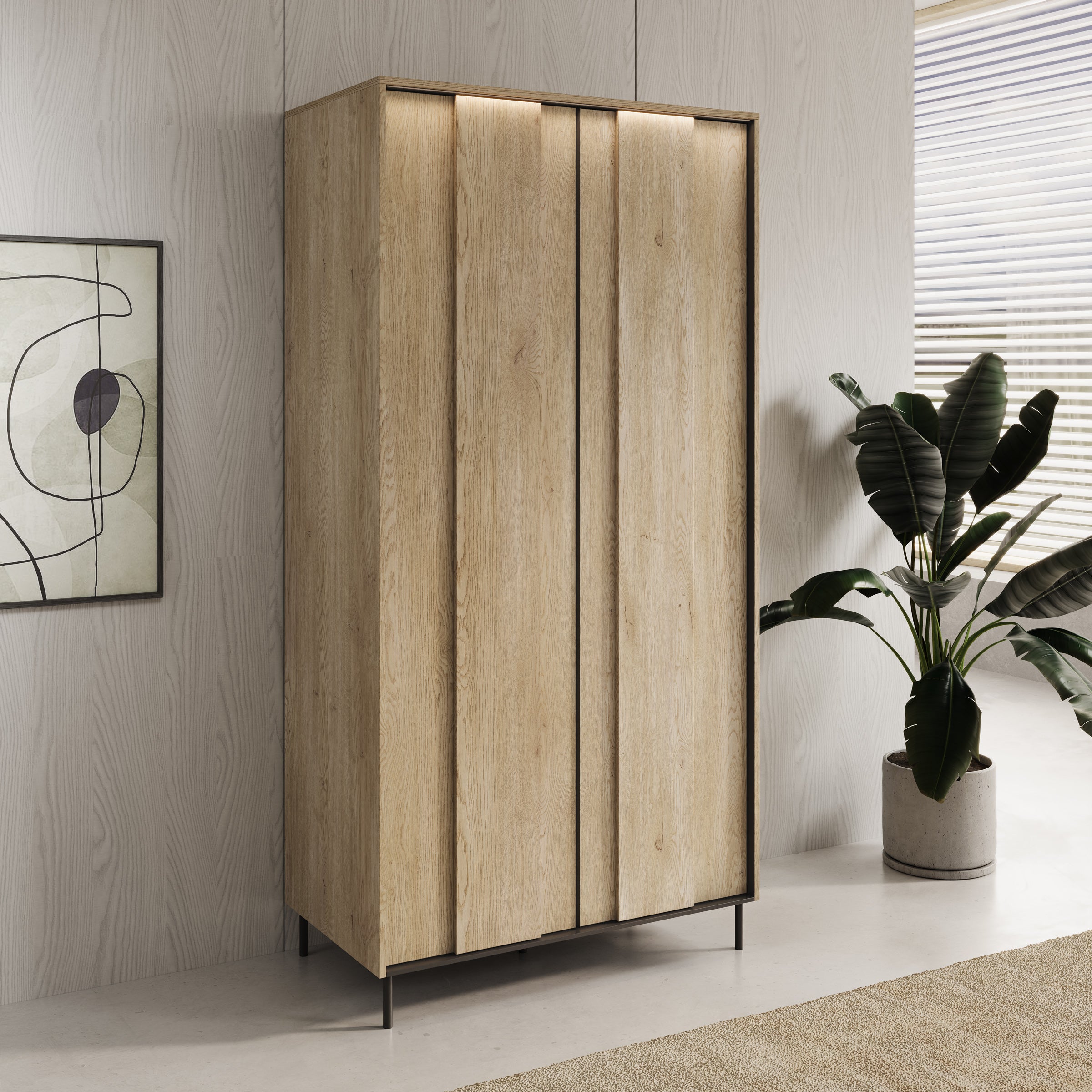 Tarello - Kledingkast 2 deurs - Eikenpatroon - 99x55x200 cm