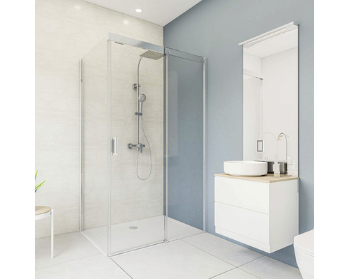 BREUER douchewandpaneel, betondecor, witgrijs, hoogglans, 100 x 255 cm