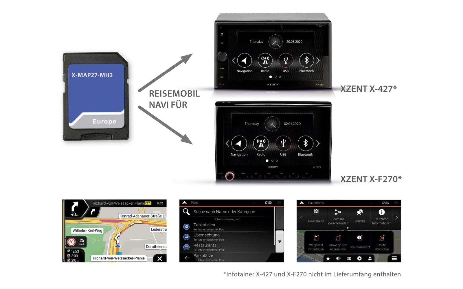 Xzent X-MAP27-MH3 Navipaket für Infotainmentsystem X-427 und X-F270