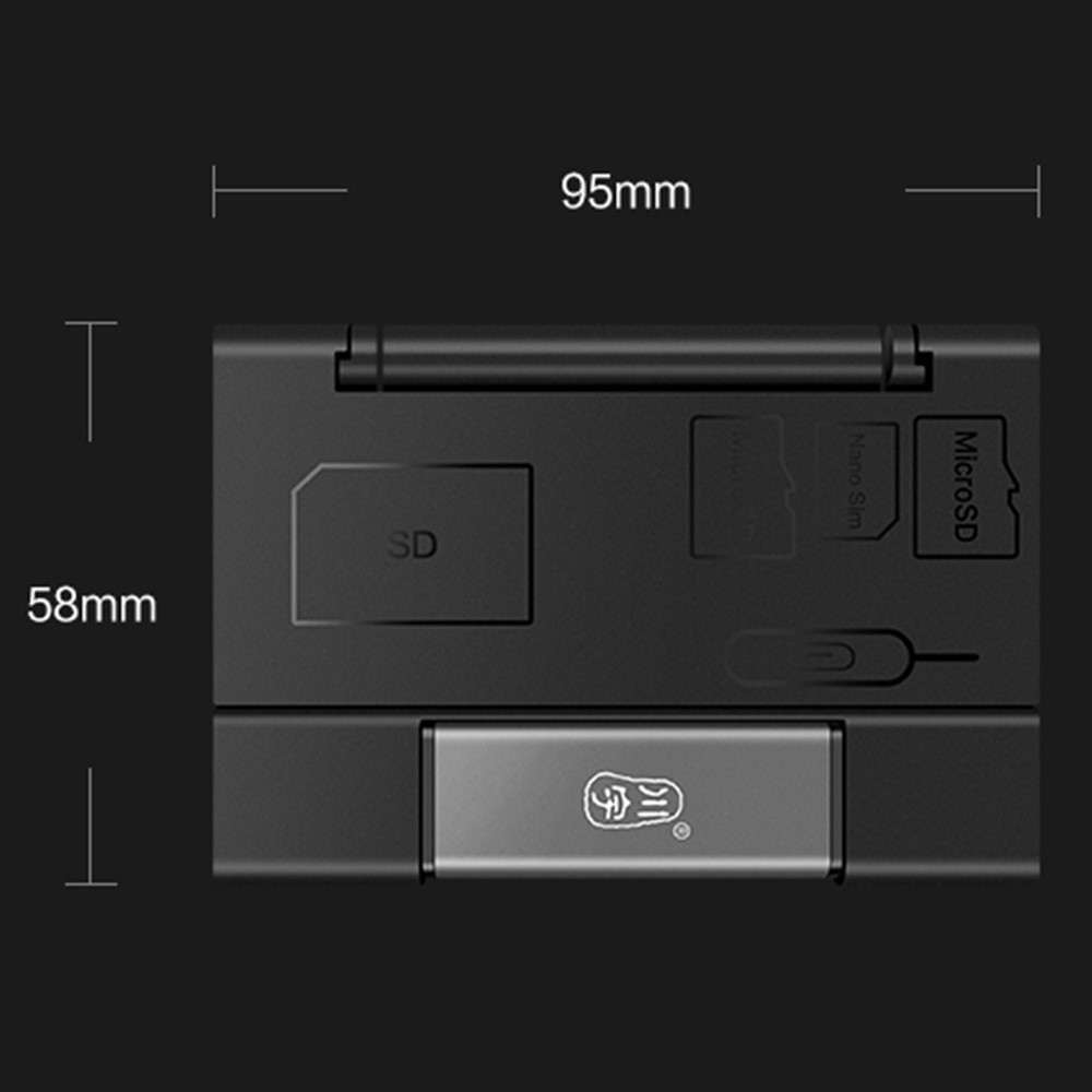 2in1 USB C / USB 3.0 Alu Kartenlesegerät Card Reader für SD und Micro SD Speicherkarten   Aufbewahrungsbox - Grau