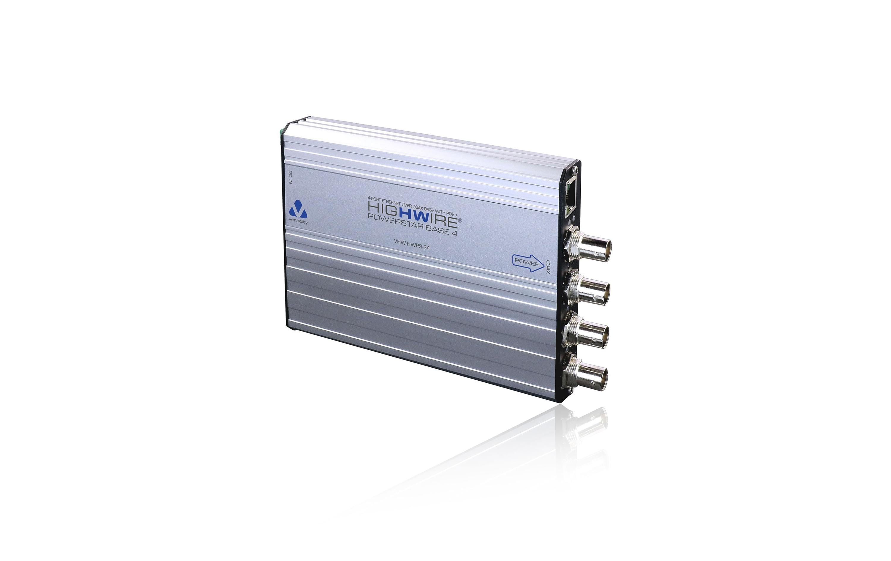 PoE+ Converter HIGHWIRE Powerstar Base 4<br>4-Kanal-Basisadapter für Fast Ethernet und POE über Koaxialkabel