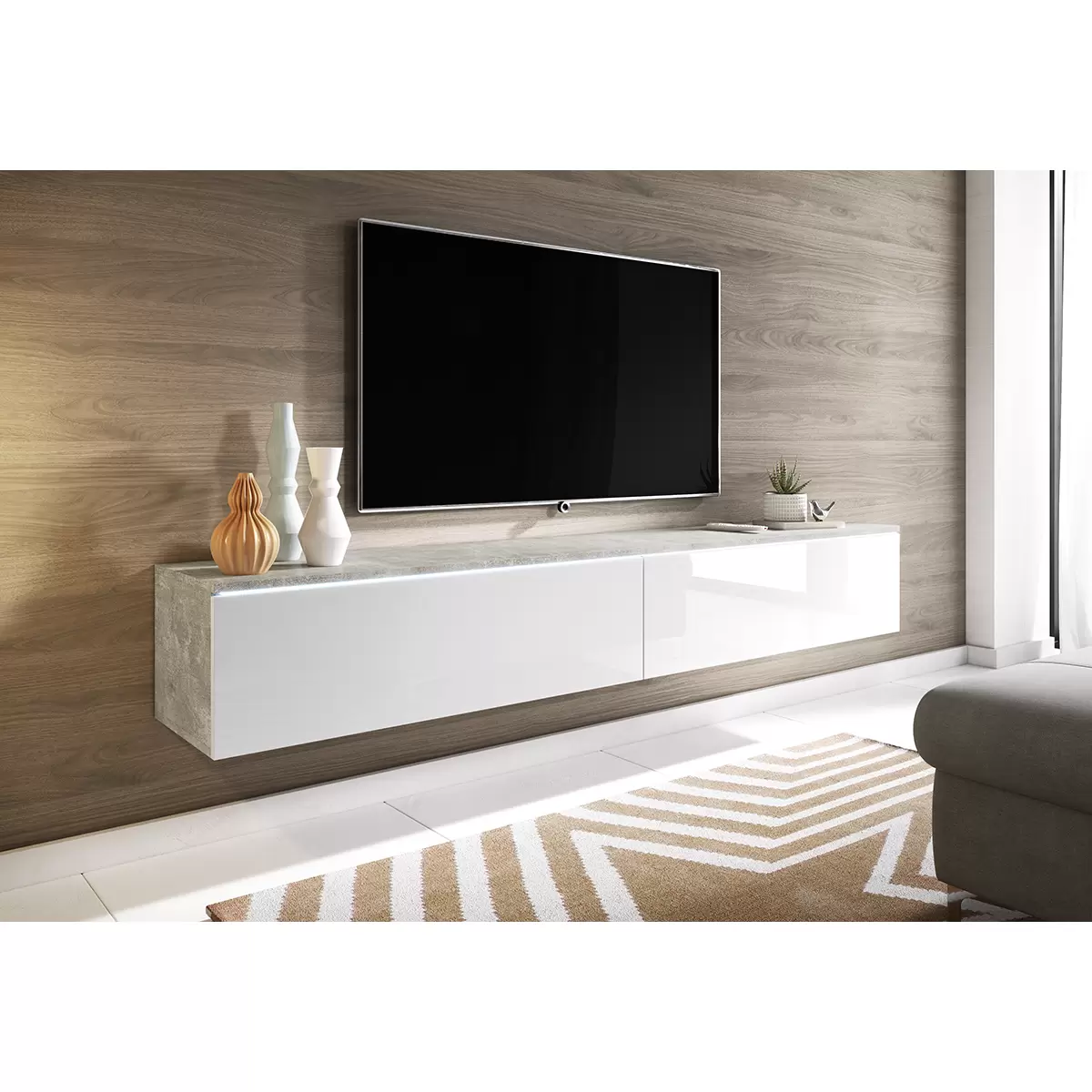 Lowboard Rijeka D180 Betonoptik,weiss