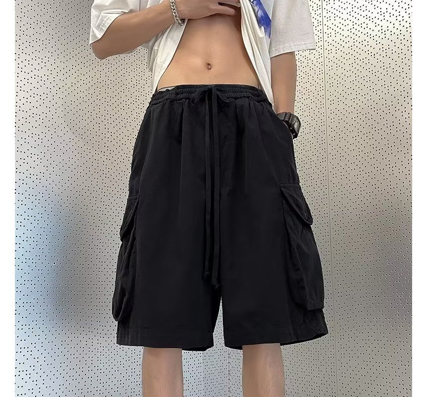 DuckleBeam - Effen cargoshorts met trekkoord in de taille