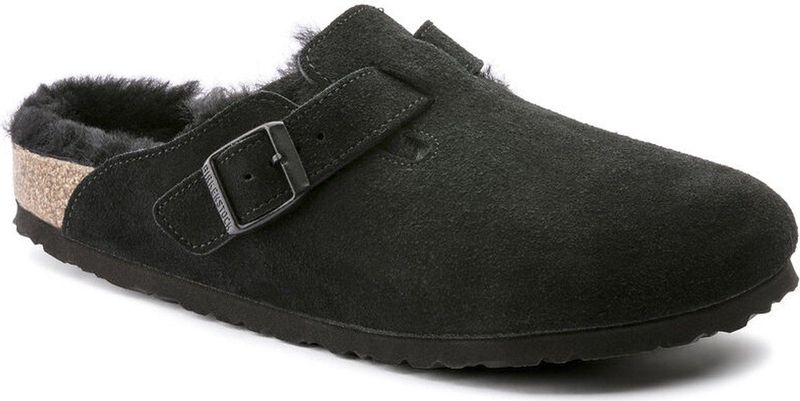 Birkenstock - Boston Shearling - Muiltjes - Zwart - Suède