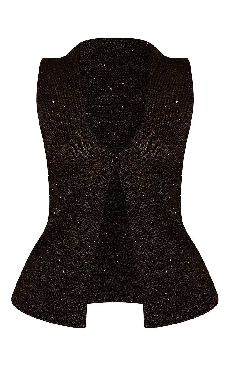 Noir Débardeur Petite En Maille À Sequins