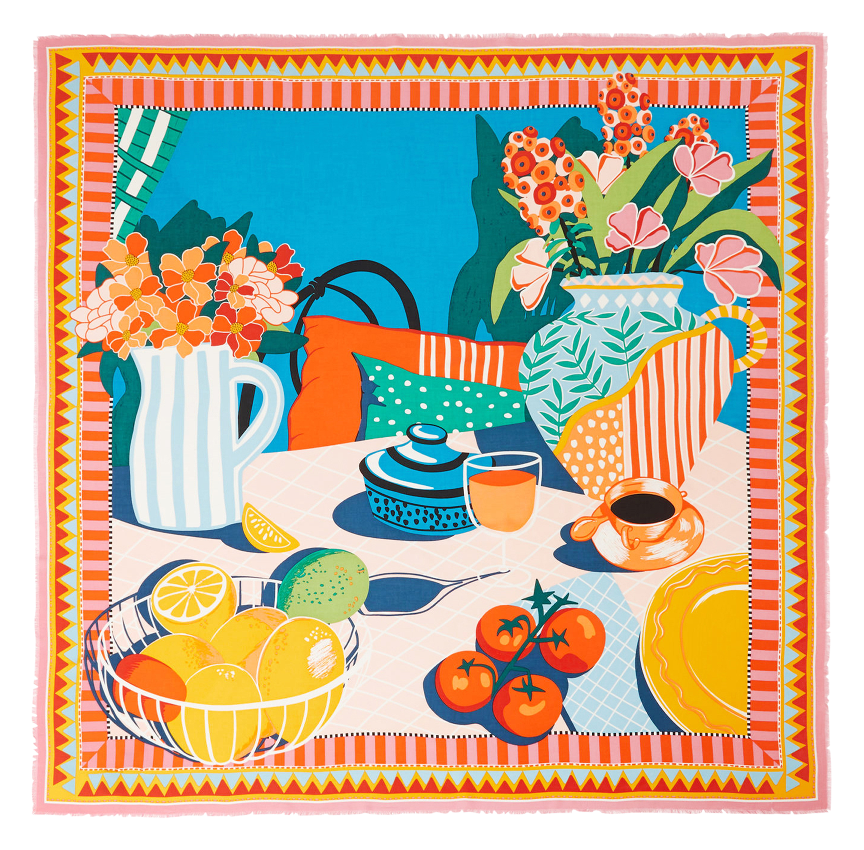 SIMONE - Foulard carré imprimé| Rose
