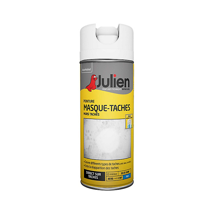 Peinture aérosol masque taches Julien mat blanc 400ml