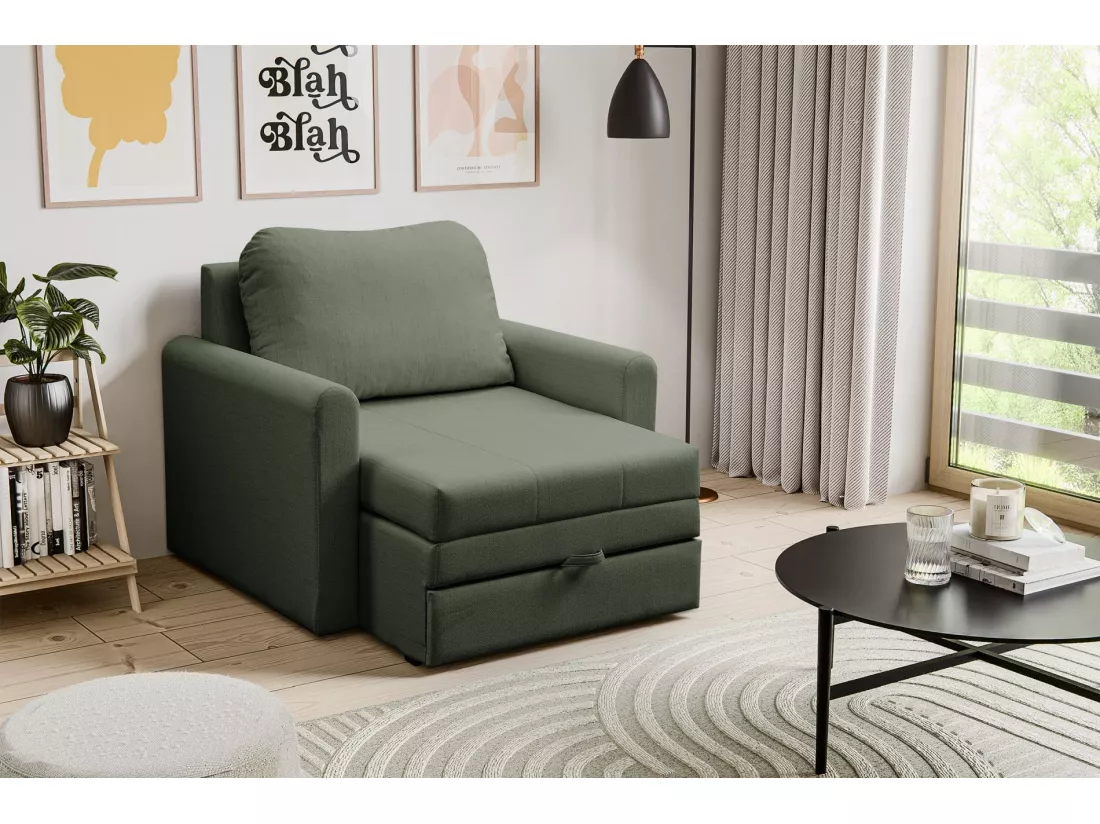 Fauteuil convertible 1 place - vert sauge - DEJANO