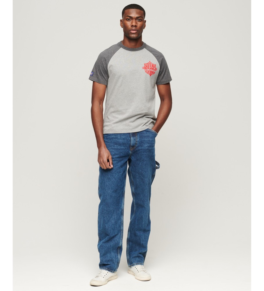 Superdry Camiseta de manga ragln de algodn orgnico gris