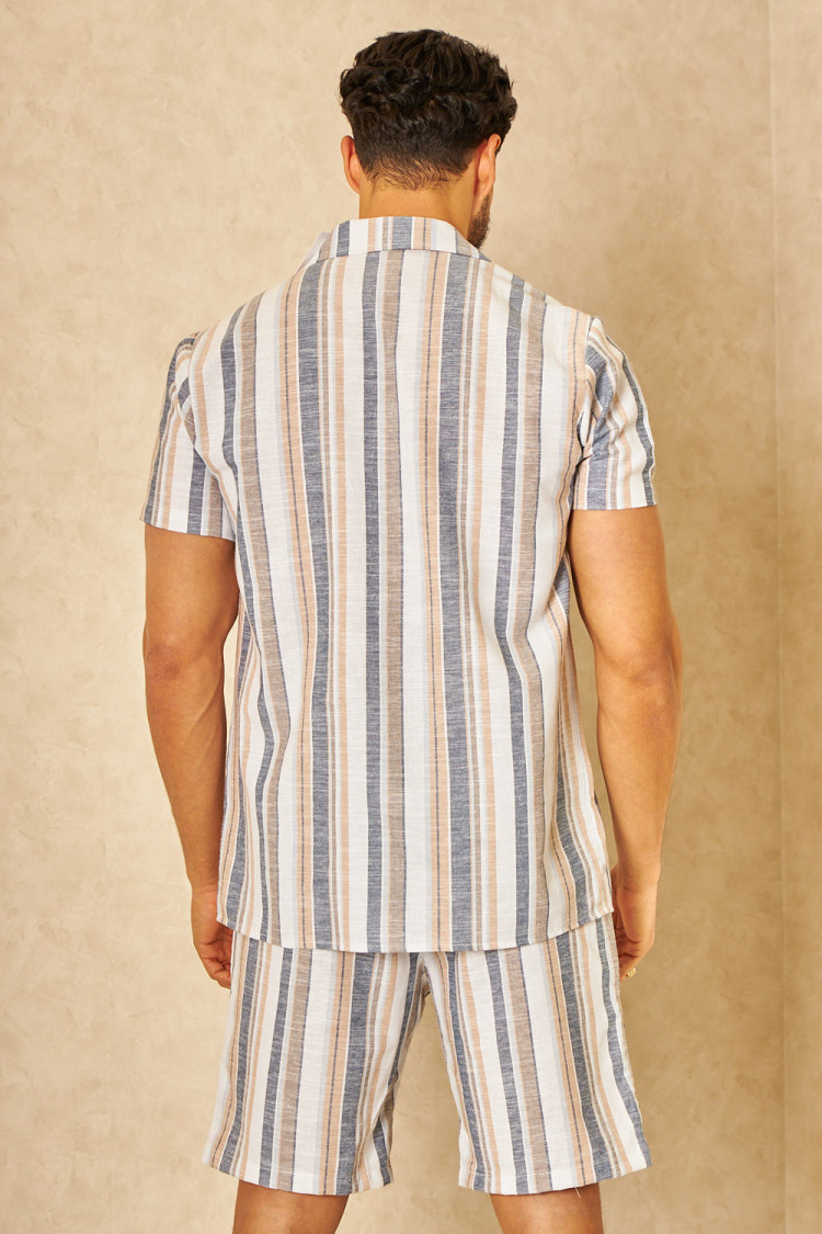 Ensemble 2 pièces chemise + short en toile à rayures