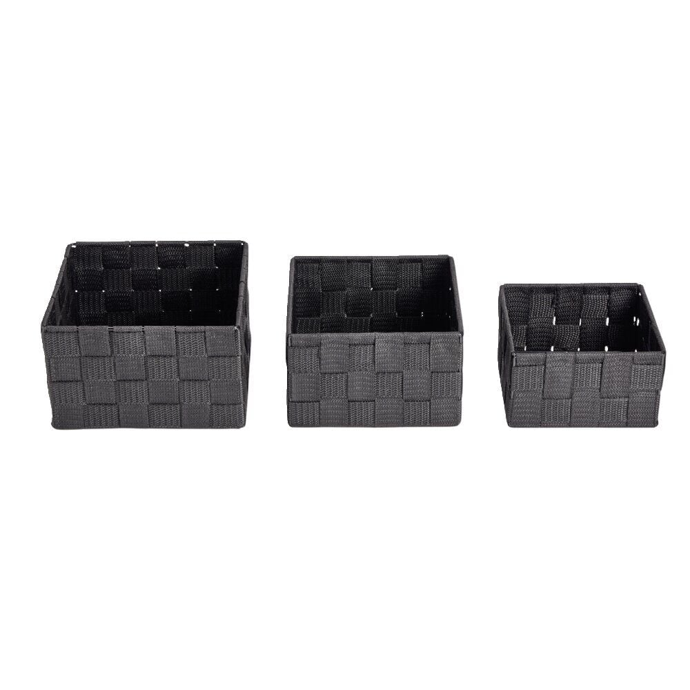 Lot de 3 panières tressées 3 tailles - 2 modèles gris clair ou foncé