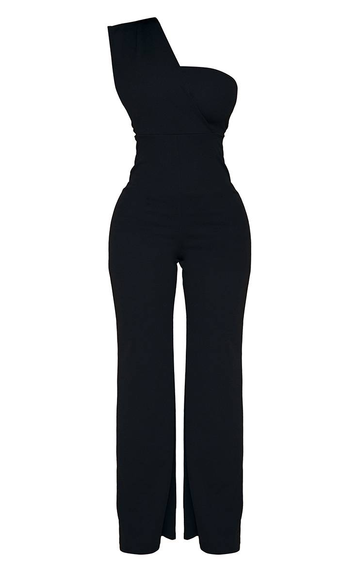 Noir Combinaison Drapée Asymétrique Petite