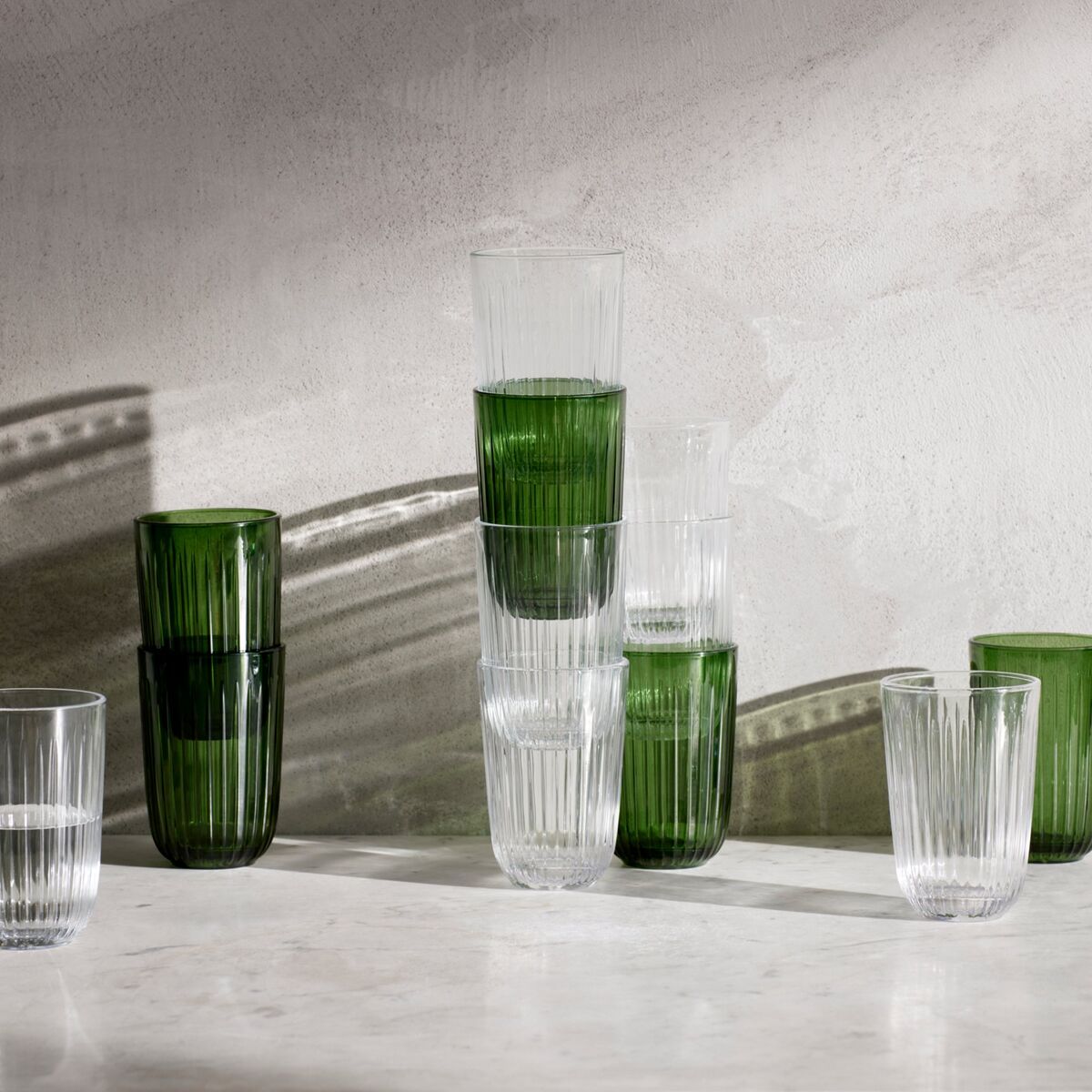 Hammershøi vannglass 37 cl Ø 8 cm 4 stk, grønn