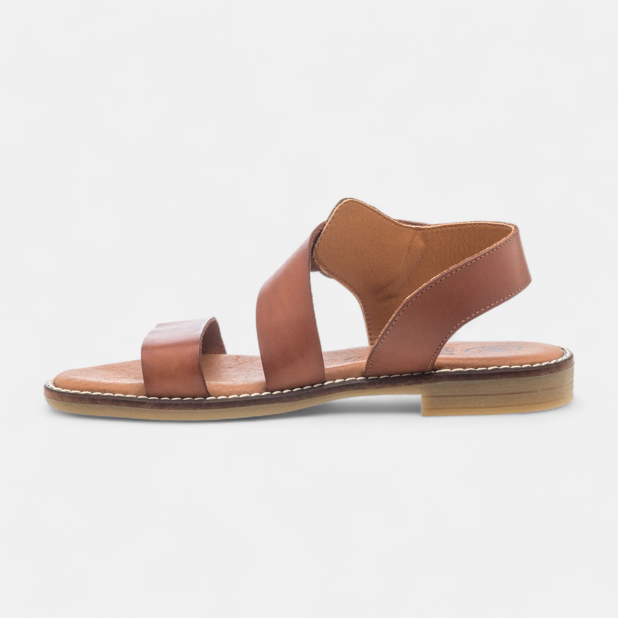 Nu-pieds Femme en cuir cognac