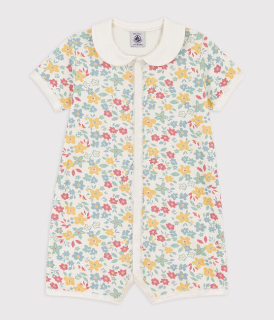 Combinaison courte fleurs en coton bébé