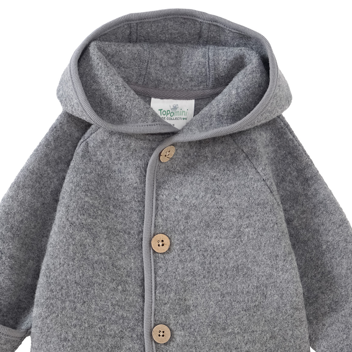 Topomini Pure Collection Newborn Wollwalk-Overall mit Umschlagbündchen grau