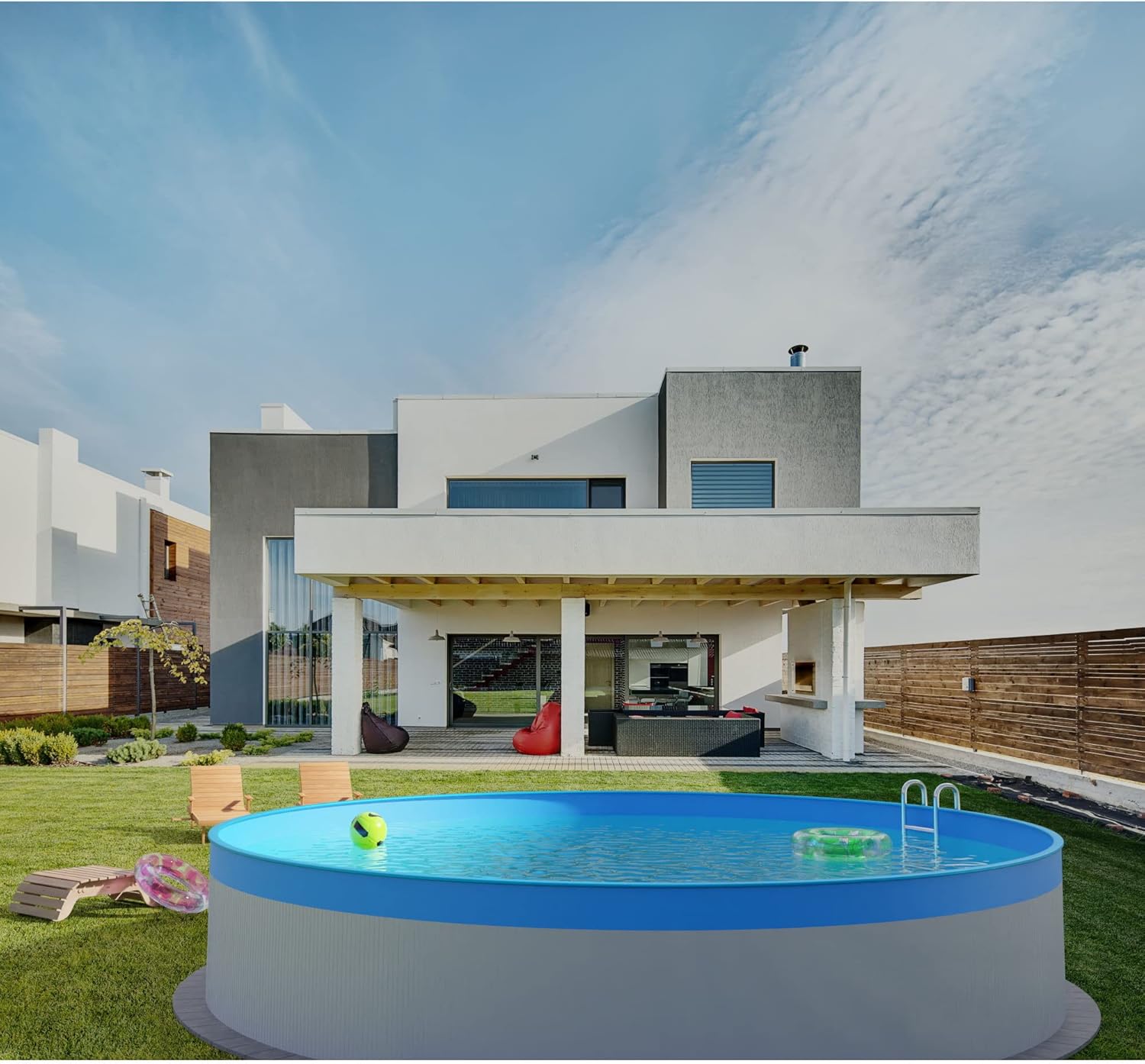 Planet Pool: Stahlwandpool Rundbecken 360 x 84 cm | rund, freistehend & weiß | Swimmingpool groß für den Garten & zum Aufstellen