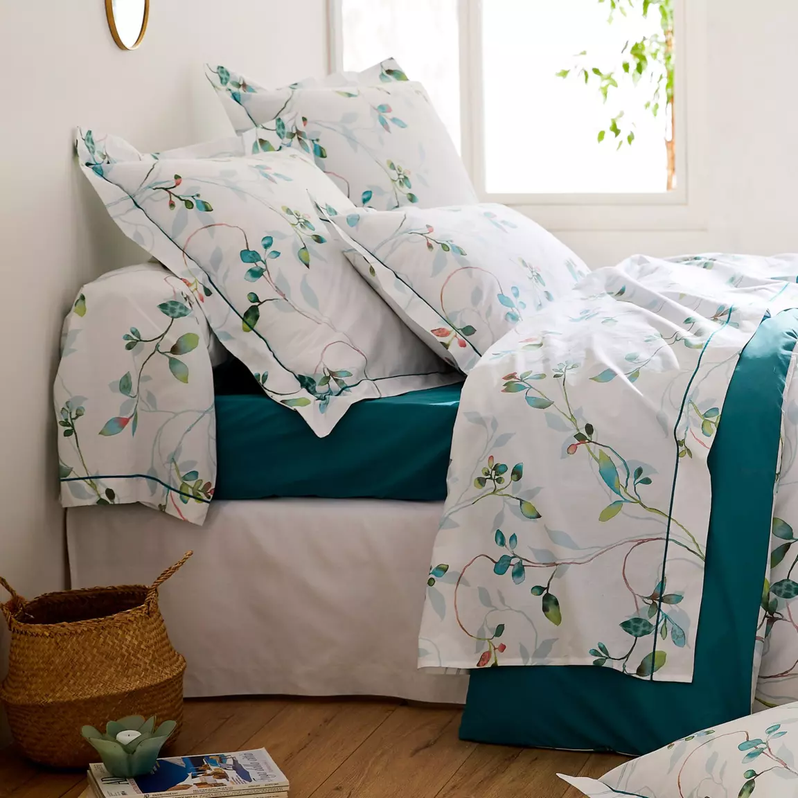 Taie de traversin percale de coton (L200 cm) Flâner Vert émeraude