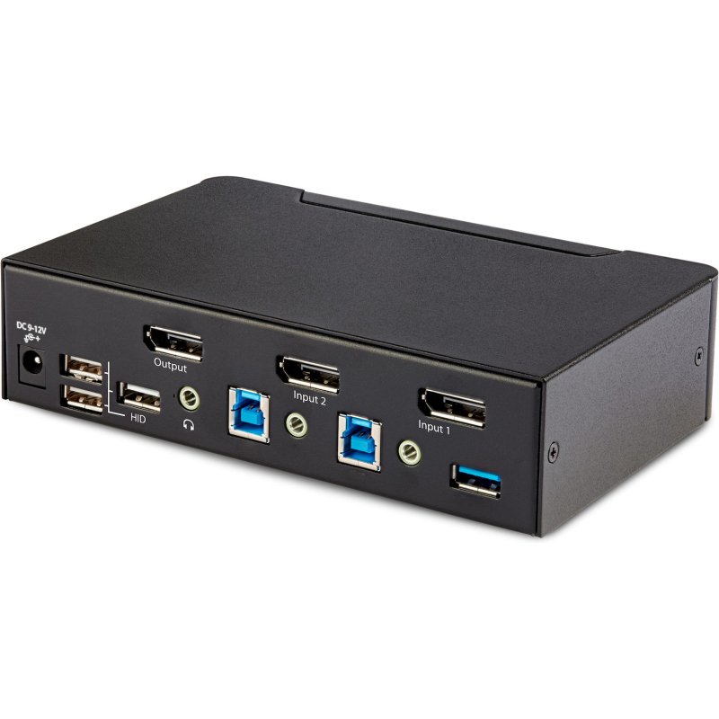 StarTech.com Switch KVM DisplayPort 2 Ports - 8K 60H/4K 144Hz, Écran Unique, DisplayPort 1.4, 2 Ports USB 3.0, 4x USB 2.0 HID, Commutateur KVM, Commutation par Bouton-Poussoir, Conforme TAA - Indépendant de l'OS