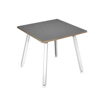 Bureau LEONARDO - 80 cm - Pieds métal blancs - Anthracite chants chêne