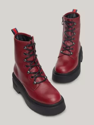 Botas robustas de couro com cadarço
