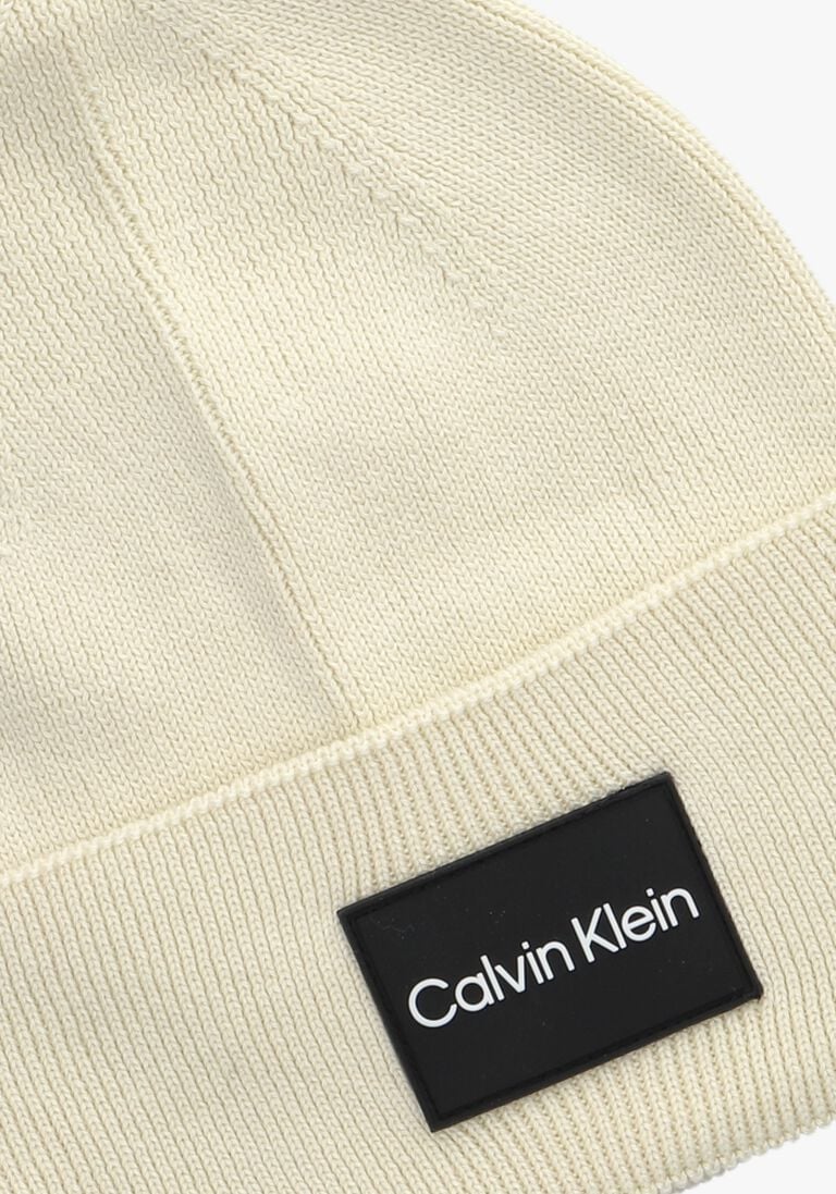 CALVIN KLEIN beige calvin klein muts fine cotton rib beanie
