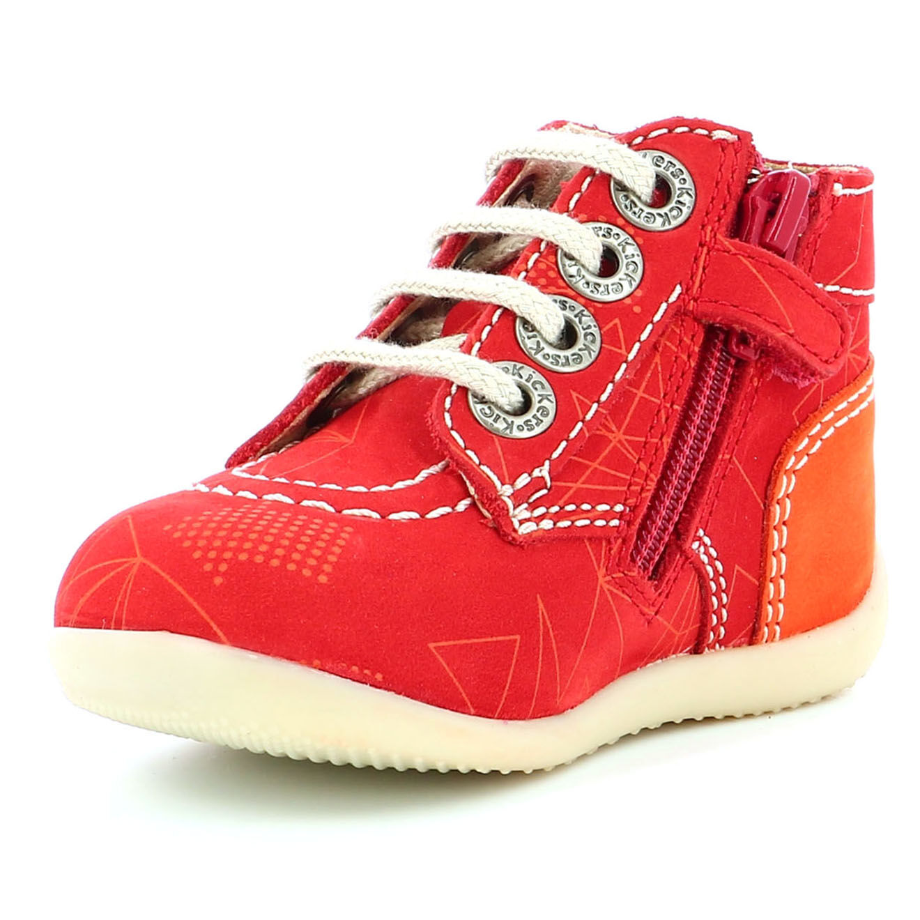 Kickers Bottillons en Cuir Bonzip-2 rouge/orange