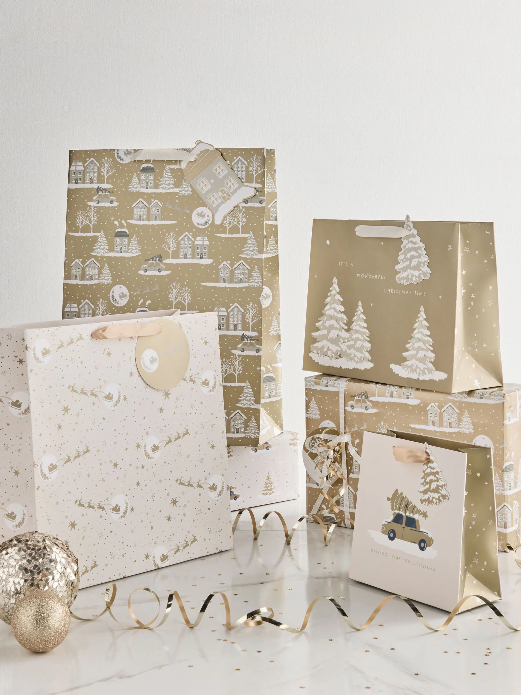 Cadeautassen met kerstmis-print