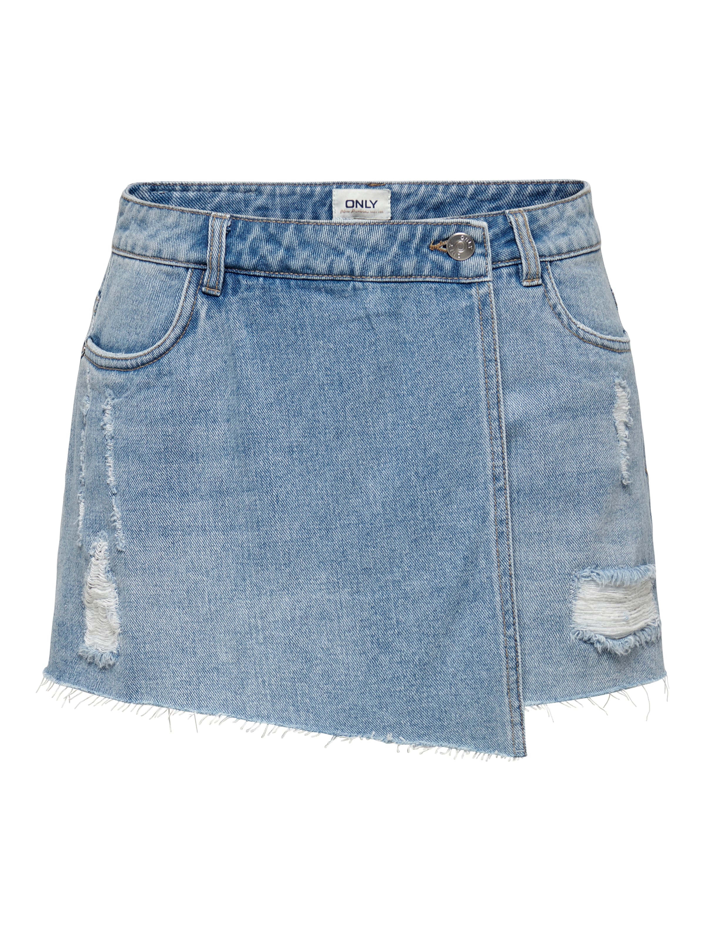 ONLY Jeansrock »ONLTEXAS – Destroyed Effekt für trendigen Hosenrock-Stil«, figurbetont, Denim/Jeans, Baumwolle, Destroyed Effekt, unifarben