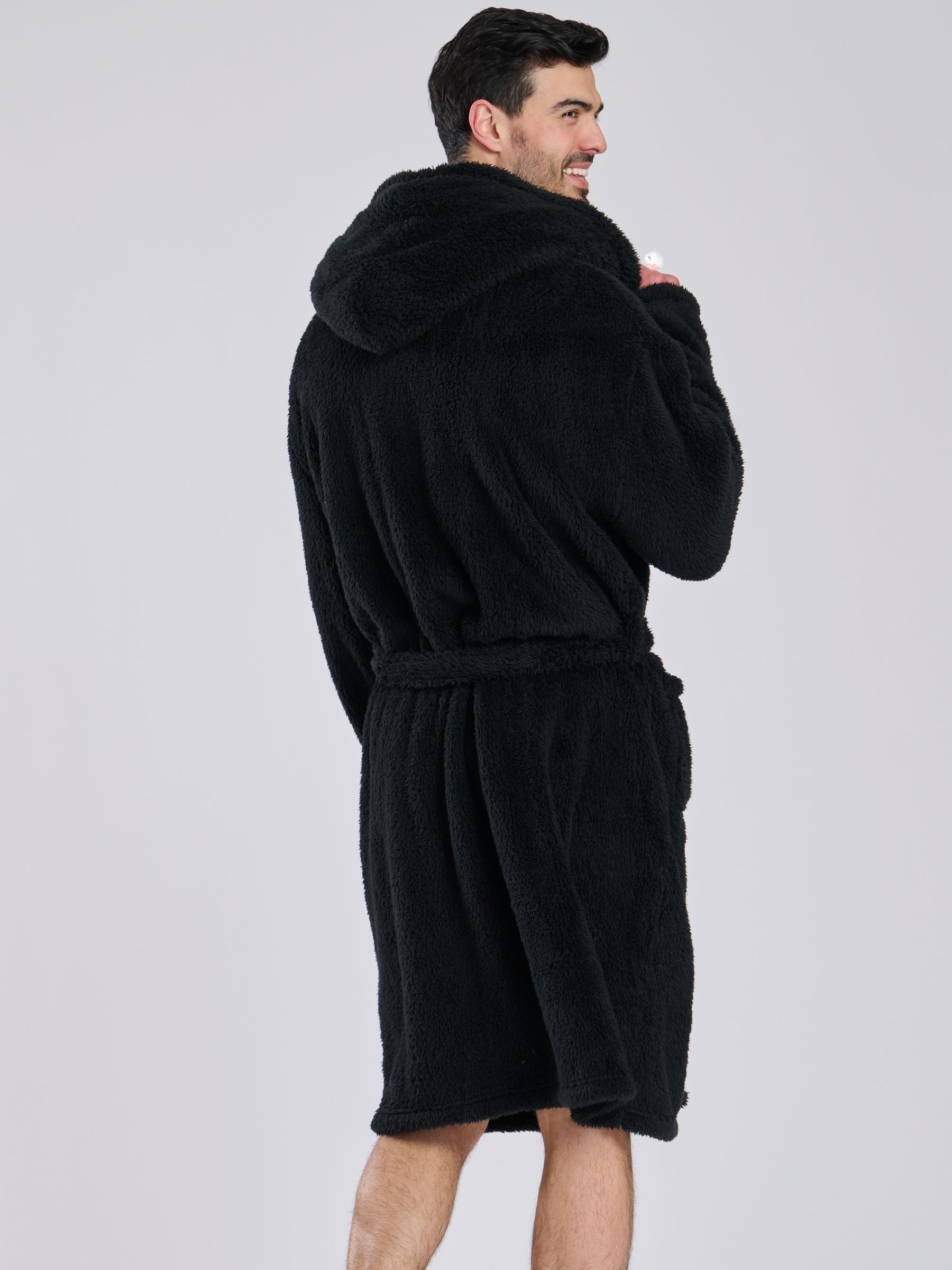 Zwart - Loungeable Sherpa kamerjas met capuchon