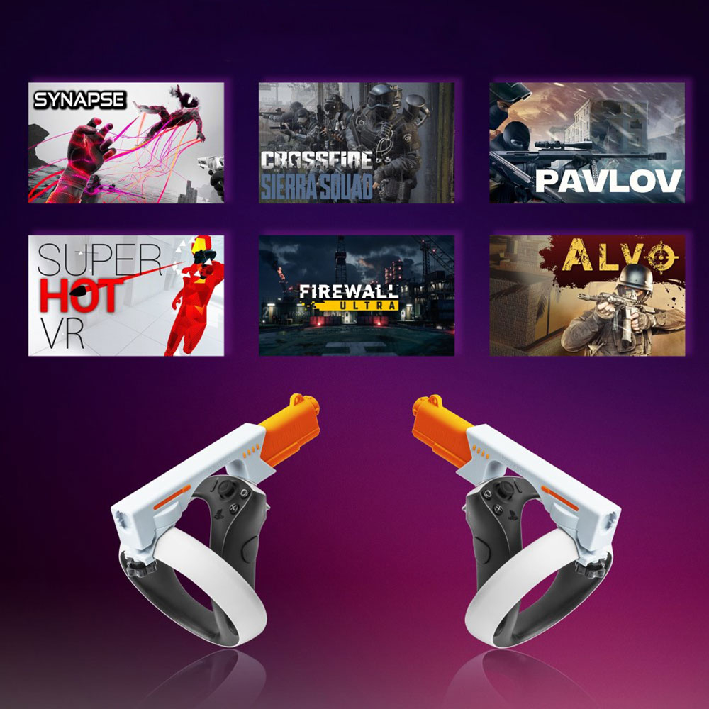Sony PlayStation VR2 Gaming Gun Aufsatz für Controller Gamepad - Weiss / Orange