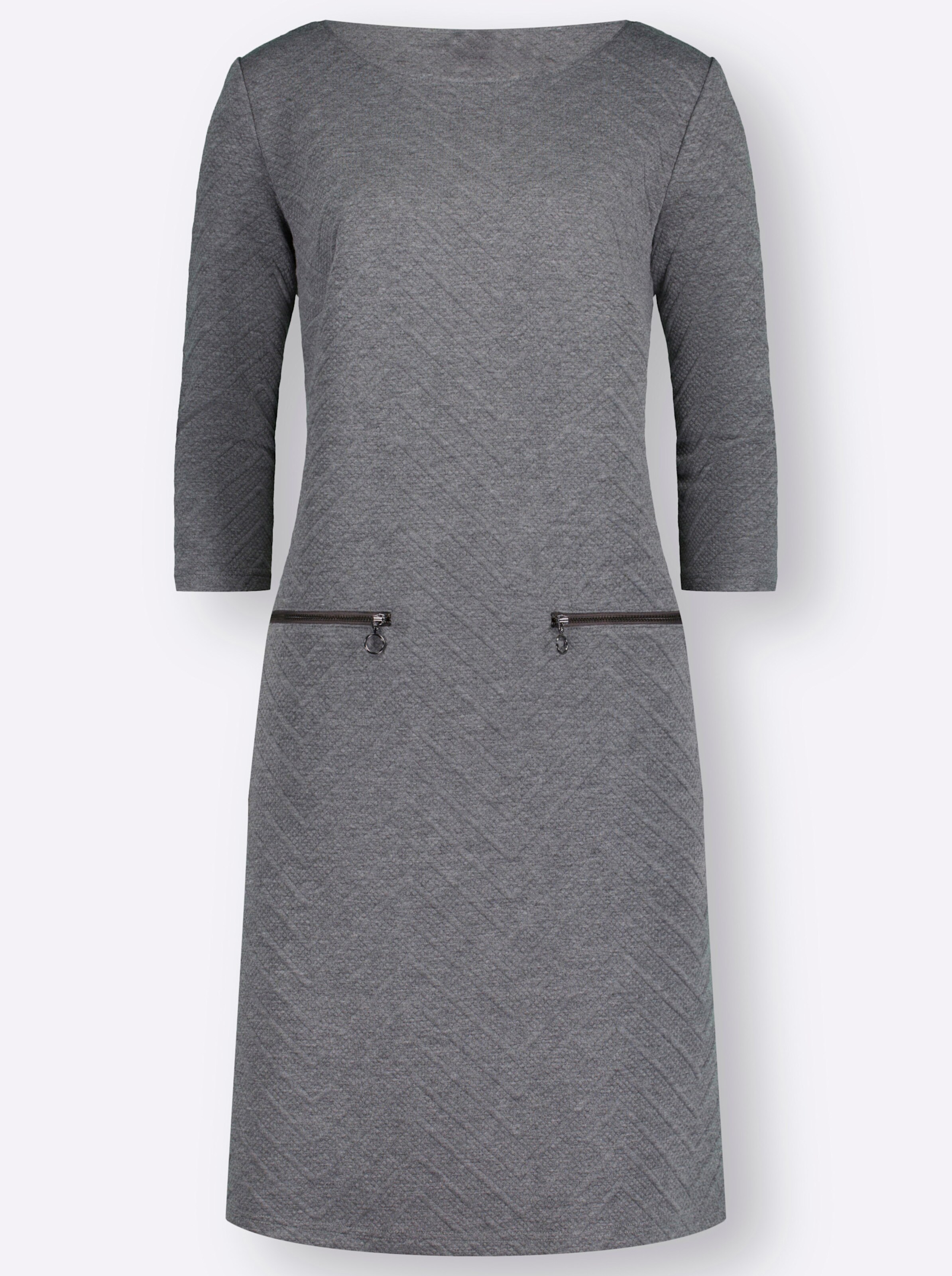 Druckkleid in grau-meliert