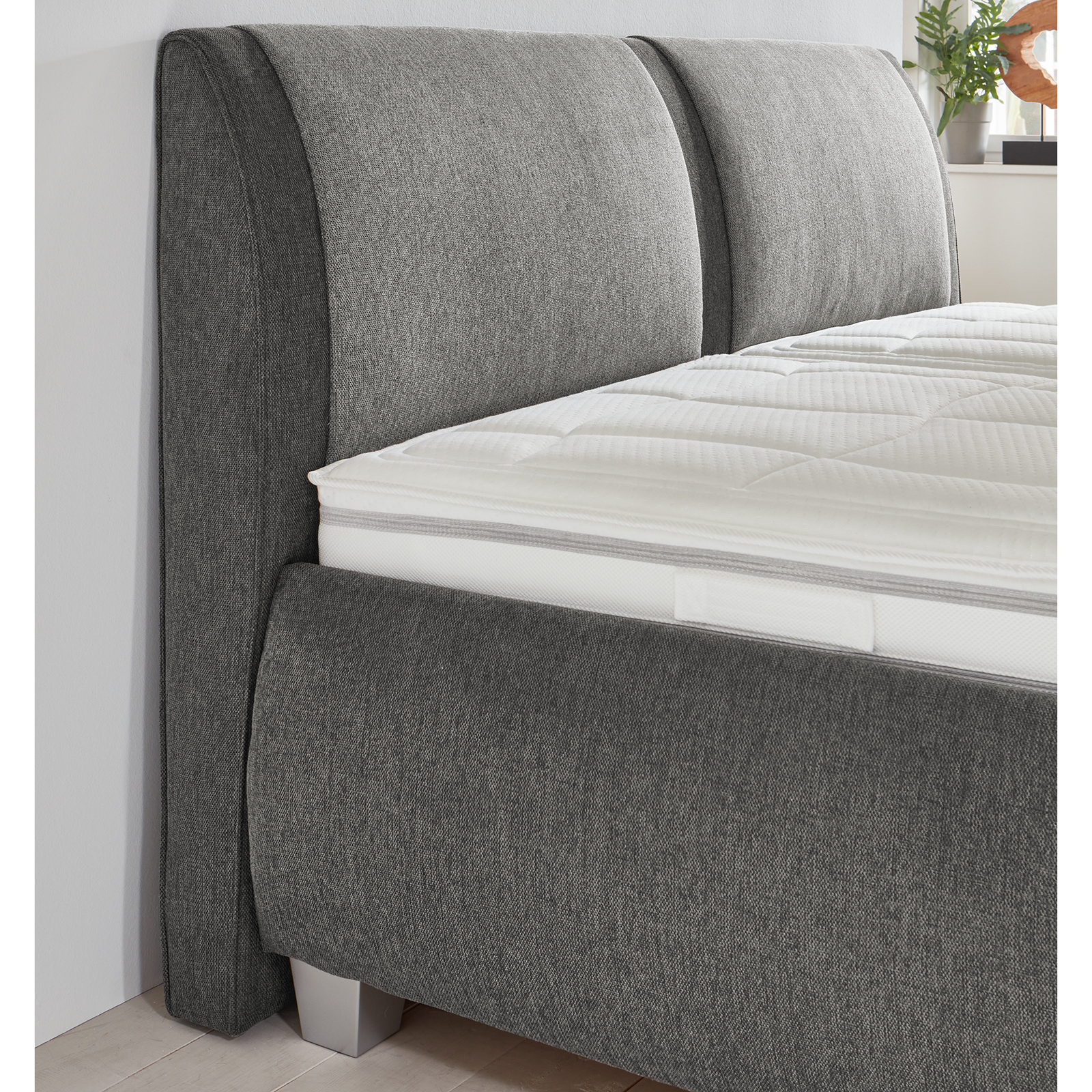 polsterpower Polsterbett - anthrazit-grau - H3/H4 - mit Bettkasten - 180x200 cm