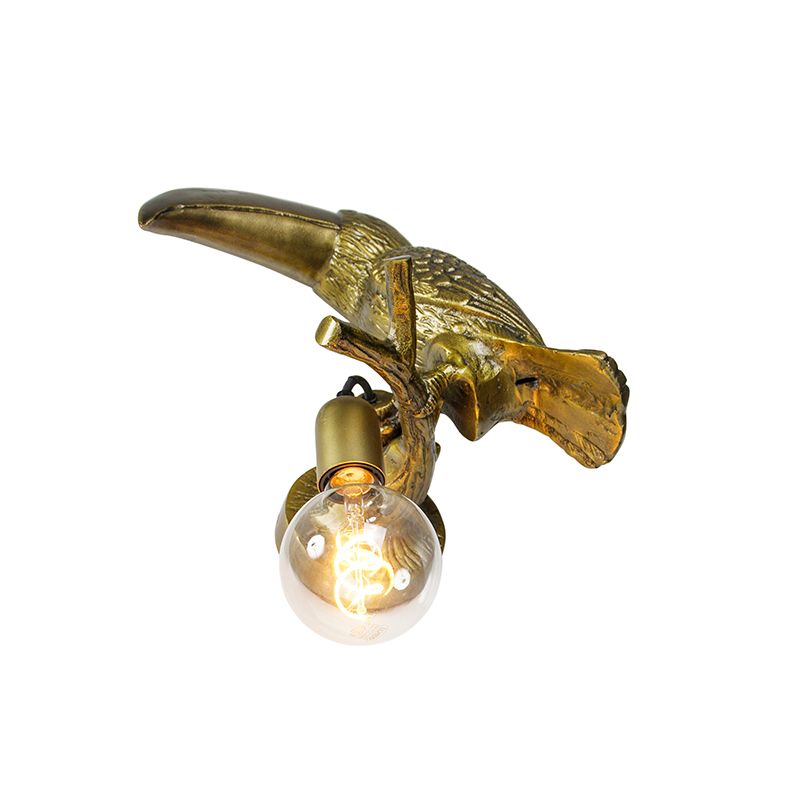 Vintage wandlamp messing - Animal Toekan