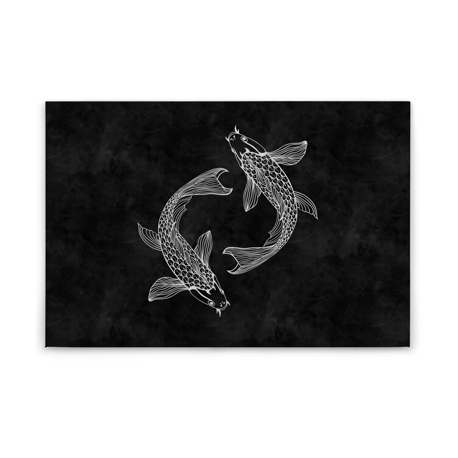 Leinwandbild FISCHE - schwarz-weiß - 90x60 cm