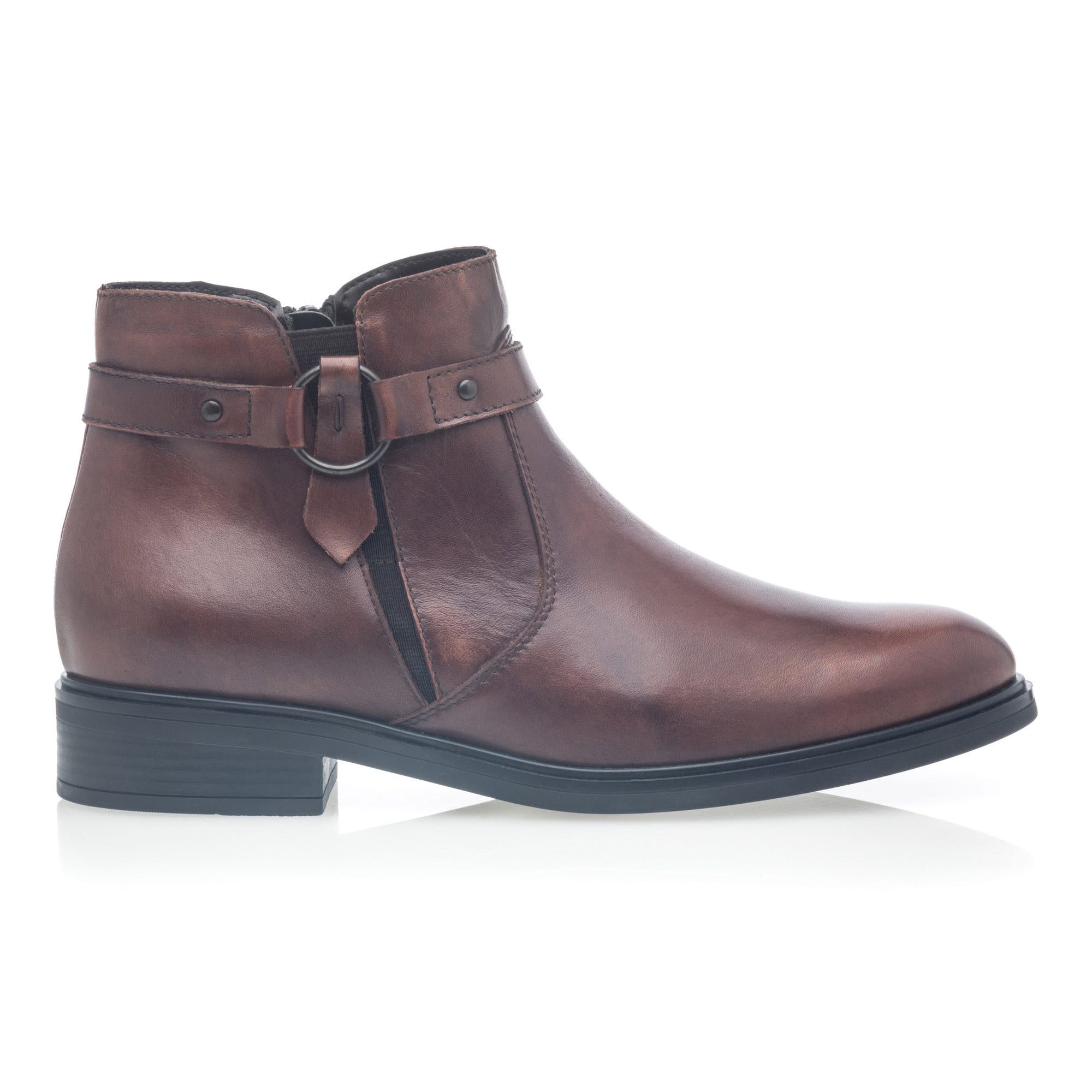 Bottines Femme en cuir cognac