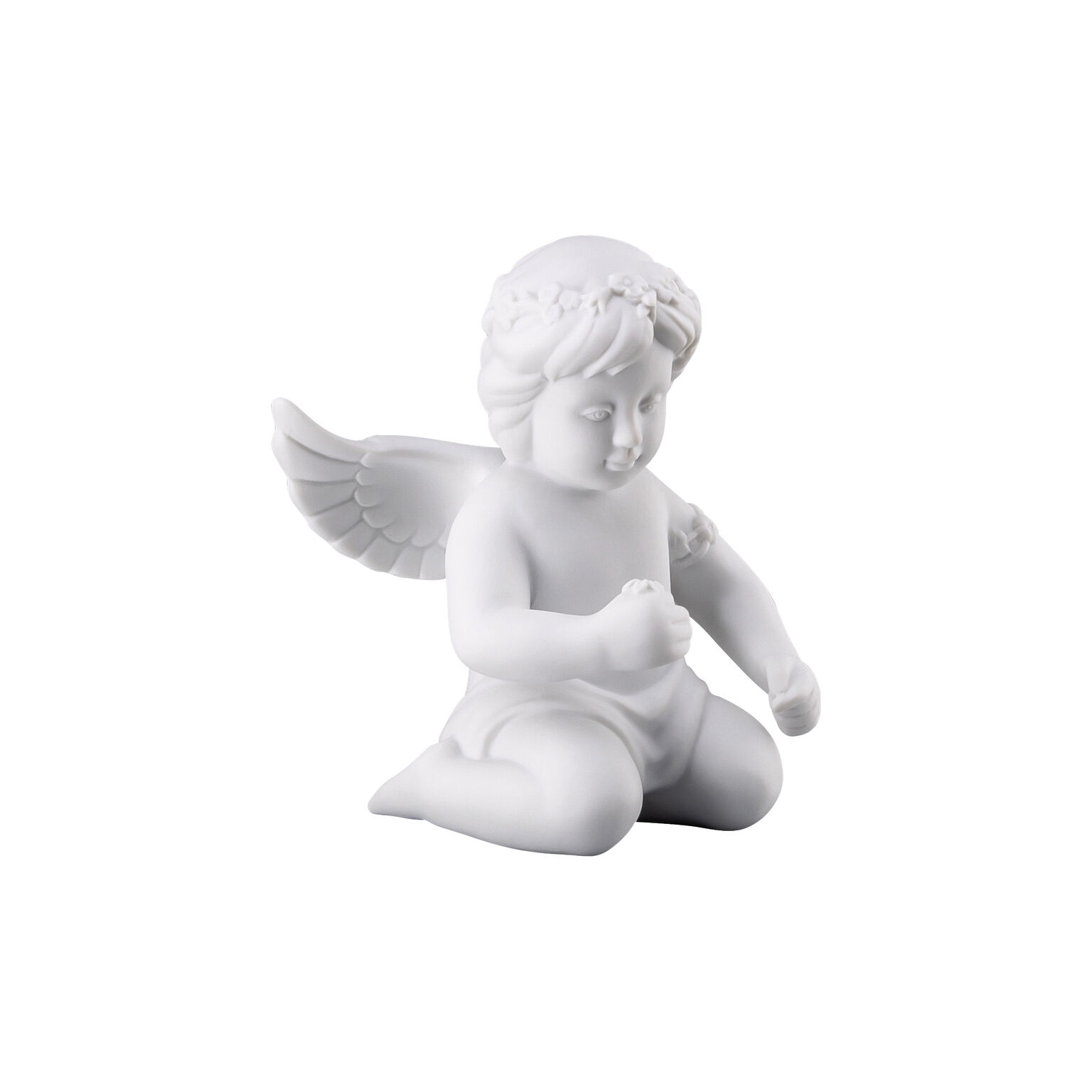 Angels Weiss matt Engel mit Blumenkranz