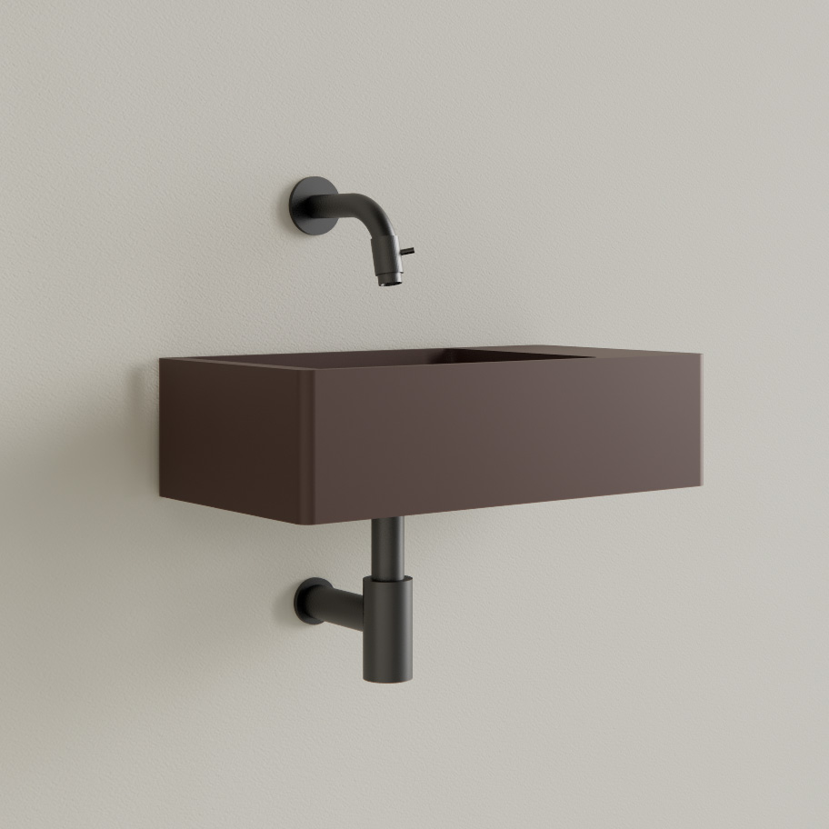 Sanigoods Luko fontein 40x22cm rechts zonder kraangat choco bruin
