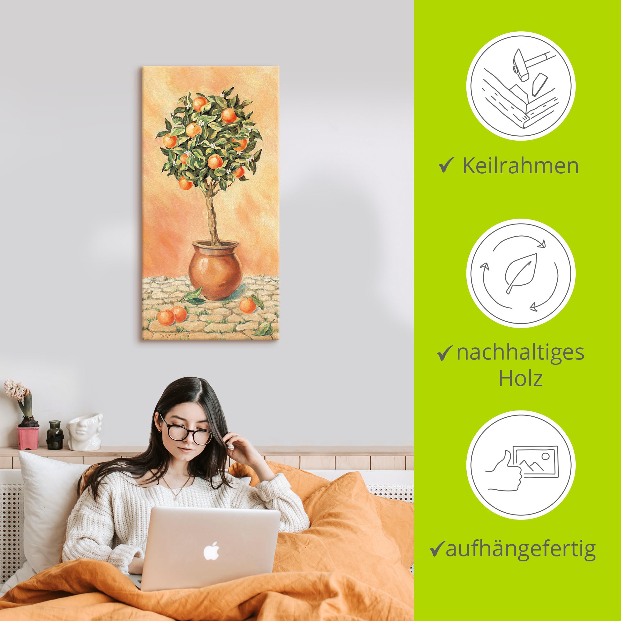 Artland Leinwandbild »Orangenbaum I« Pflanzen 1 Stk. tlg. als Alubild, Outdoorbild, Leinwandbild, Wandaufkleber, versch. Grössen