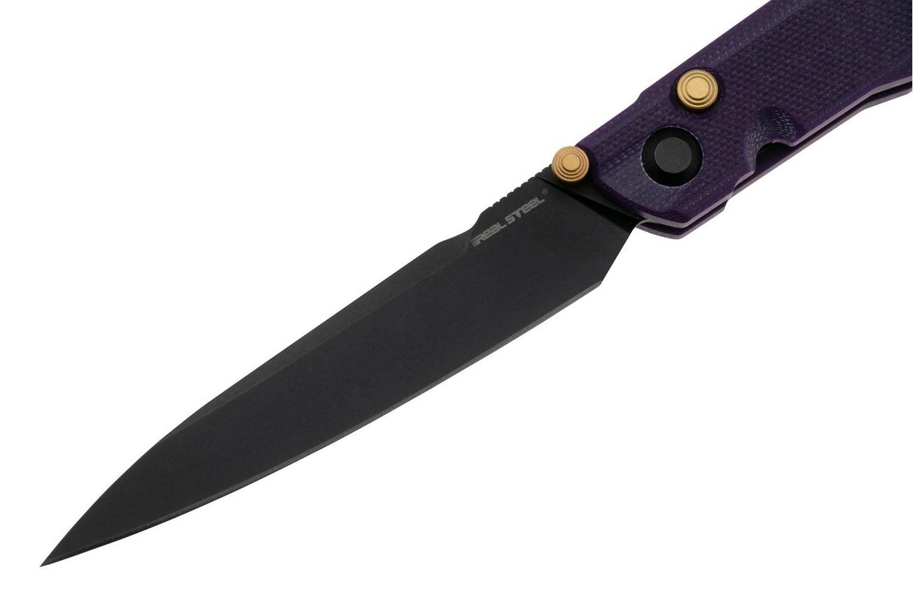 Real Steel G5 Metamorph Button Lock 7832P Black 14C28N, Purple G10, zakmes, Ostap Hel design
