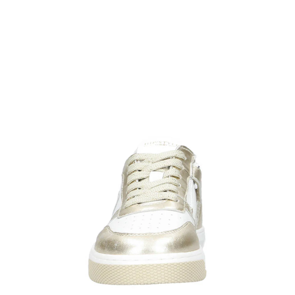 Hip leren sneakers wit/goud