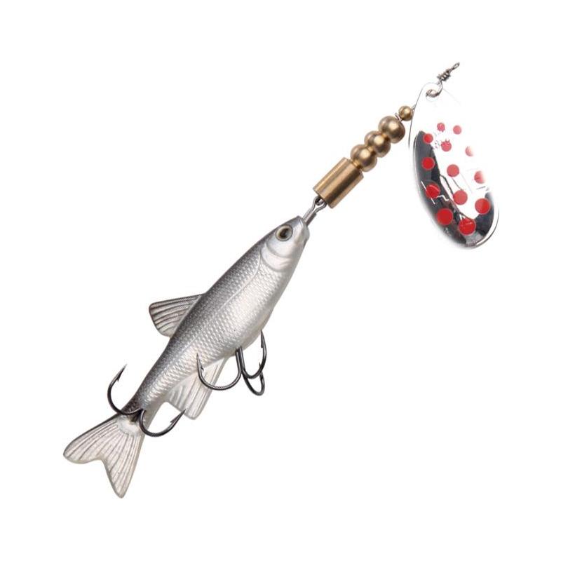 Cuiller Tournante Evia Minnow Mod 11Bis Naturel - Argent Points Rouges