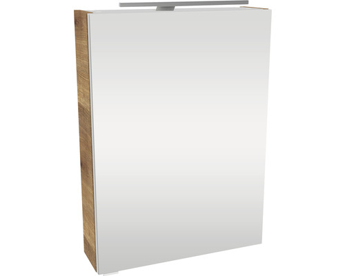 FACKELMANN SBC Small Bathroom Collection spiegelkast, 500 x 16,2 x 680 mm, eikenhout, 1 deur, LED rechts