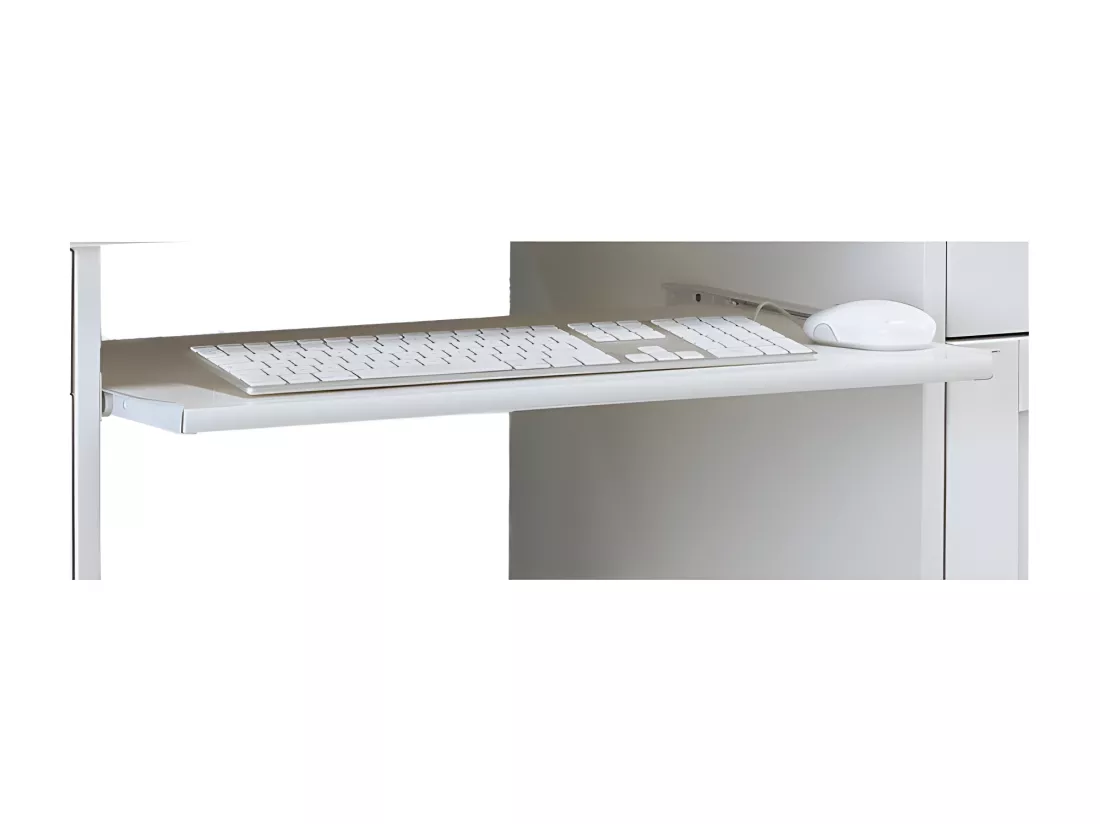 Bureau Informatique Blanc 1 Porte 5 Tiroirs Style Anglais L 141 H 77 P 70 cm