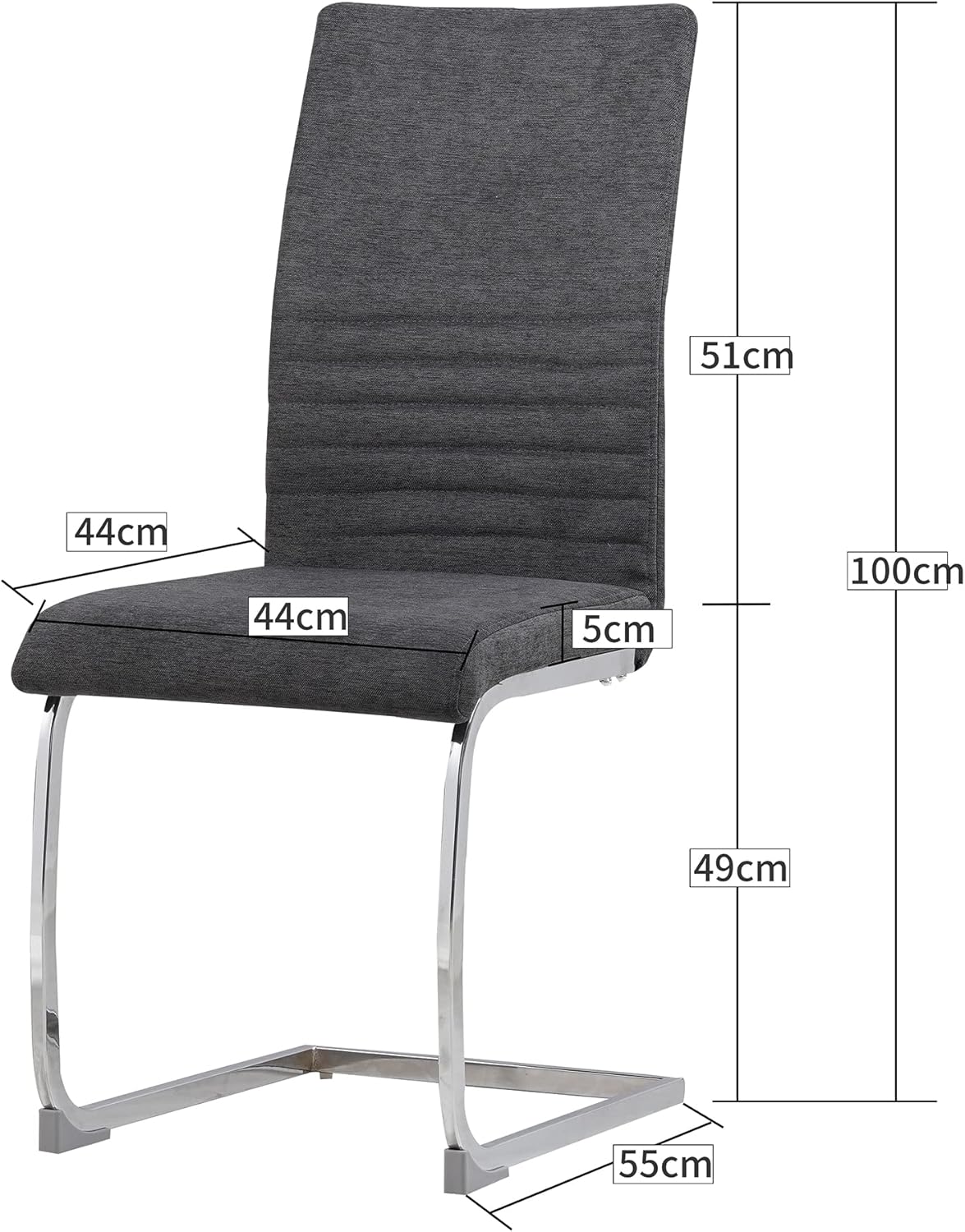 ALBATROS Freischwinger Stuhl Lugano 4er Set, Schwarz - Esszimmerstuhl Schwingstuhl mit Modernem Design, Stoff-Bezug, Dicke Polsterung - Küchenstuhl, Polster-Stuhl Esszimmer, Esstisch Stuhl